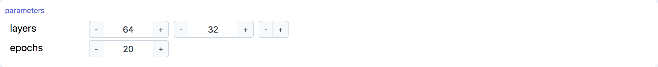 Screenshot of the parameters component